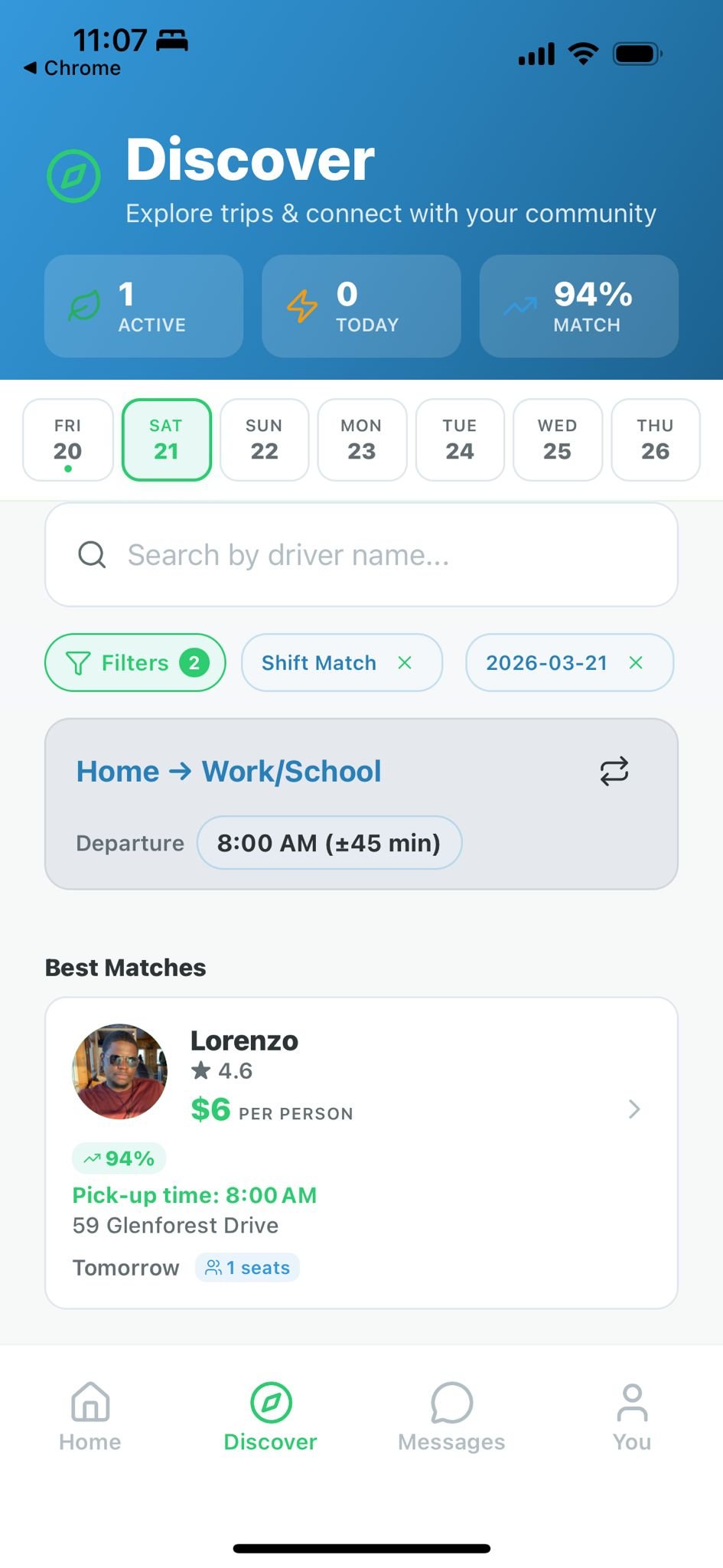 Verdaride Discover Interface