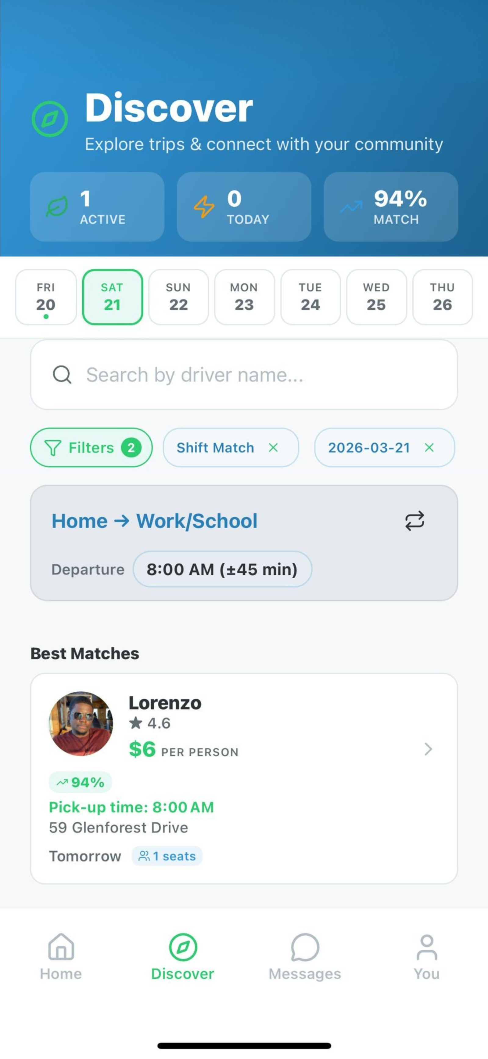 Verdaride Discover Interface